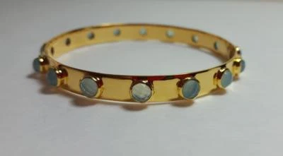 Brazalete Brazalete Margaret Elizabeth 16 Piedras Aqua Calcedonia Nuevo sin Etiquetas - $175 Foto 1 de 3