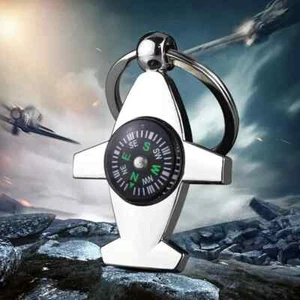 1pc Multifunctional Compass Key Ring, Airplane Shaped Metal Keychain - Picture 1 of 6