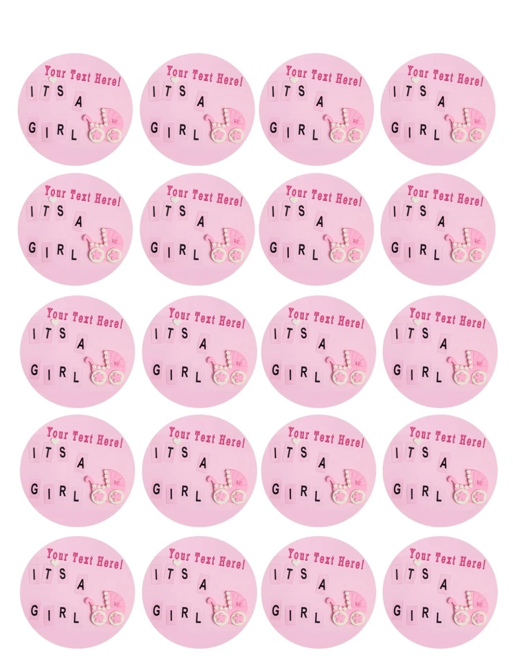 Its a Girl Pink Newborn Baby shower - Comestible Cake Topper o Cupcake Topper Foto 1 de 1