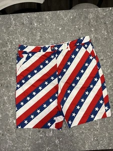 Royal & Awesome Shorts 40 Men's Golf Pars and Stars USA Flag Stripes - Picture 1 of 5