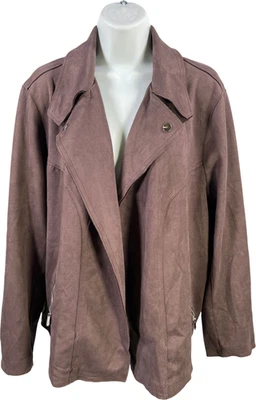 Philosophy Women’s Purple Faux Suede Open Front Jacket - Plus 2X - Image 1 of 4