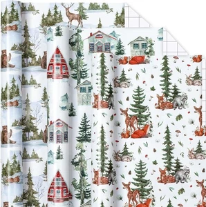 MAYPLUSS Christmas Wrapping Paper - 17" X 120" Per Roll - Vintage Watercolor Chr - Picture 1 of 7