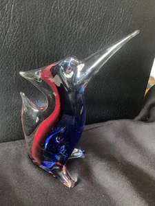 Vintage Murano Glass 9" Barbini Attributed Duck/Bird Pair - Pink/Purple/Gold - Picture 1 of 8