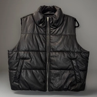 Puffer Vest Women's 2XL Black by Ambiance Outerwear Faux Leather NWT - Image 1 of 4