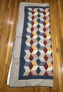 Blue/Red/Gold Country Cottage Twin Size Quilted Cotton Comforter - Picture 1 of 8