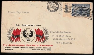 Australia  1936  FDC - 3d Blue - SA Centenary & 7th Aust Philatelic Exhibition - Picture 1 of 2
