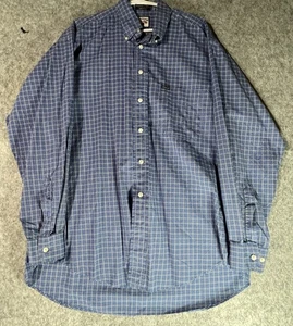 Faconnable Shirt Mens Large Blue Tartan Plaid Button Down Made USA Classic - Picture 1 of 5