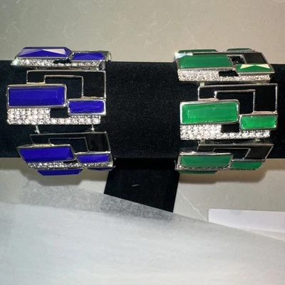 KJL Emerald And Lapis   - Black bangle bracelets $45 Each One - Image 1 of 4