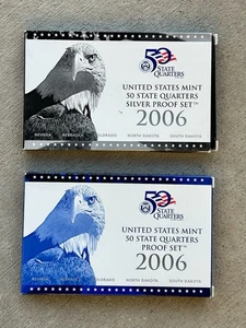 2006 U.S. Mint State Quarter Proof & Silver Sets Original Box & COA Quarters - Bild 1 von 4