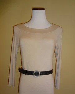 Women's J. Crew Black Leather Belt with Round Pearle Buckle in size S/XS - Picture 1 of 12