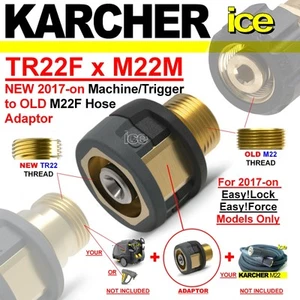 New KARCHER 2017 EASY!LOCK Trigger Gun Inlet / Outlet to OLD M22F HOSE Adaptor - Picture 1 of 1