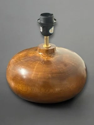 Siam T- Bros Handcrafted Teak Wood 10” Round Lamp Base On/Off Switch Thailand - Image 1 of 4