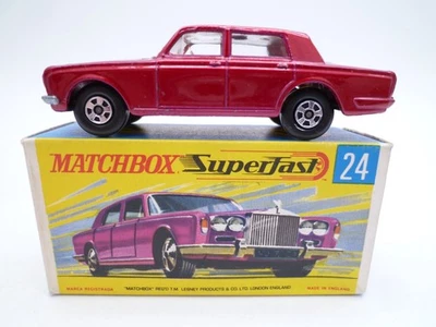 VINTAGE MATCHBOX SUPERFAST No.24c ROLLS ROYCE SILVER SHADOW IN ORIGINAL BOX 1970 - Image 1 of 4