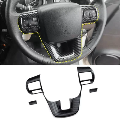 Cubierta de volante de auto de fibra de carbono para Toyota Hilux Fortuner 2016-2024 Foto 1 de 4