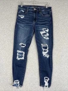 American Eagle Outfitters Größe 10 (30 x 25) Distressed hohe Leibhöhe Jegging kurze Jeans - Bild 1 von 14
