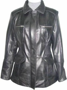 Women size 6X Soft Leather Real Rabbit Fur Lined Casual Jacket 4203 - Picture 1 of 3