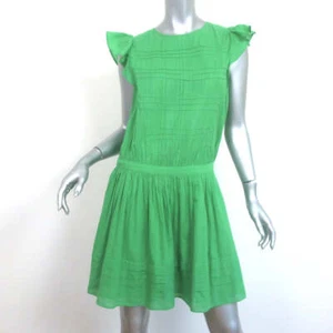 Athe Vanessa Bruno Emir Drop Waist Dress Green Cotton Size 38 - Picture 1 of 7