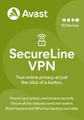 AVAST SecureLine VPN 2025 10 Geräte 1 Jahr Internet Security 2024 Privatsphäre - Bild 1 von 4
