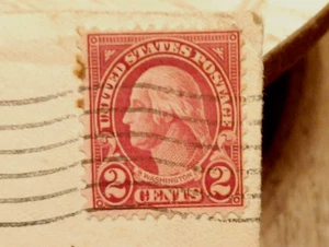 SELLO ROJO IZQUIERDO GEORGE WASHINGTON 2 CENTAVOS 1929 (#3) - Imagen 1 de 2