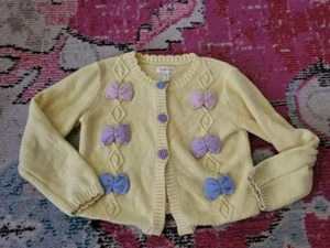 Matilda Jane girls 6 Lemon Meringue cardigan yellow w/ bows sweater multi color - Picture 1 of 2