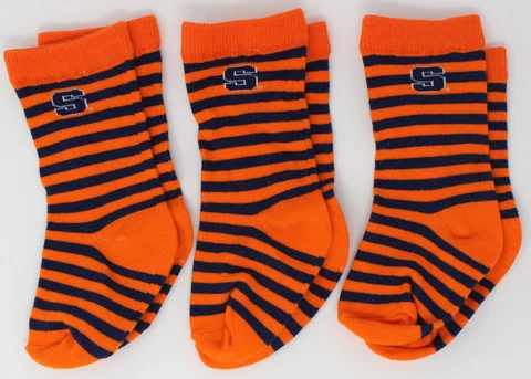 Syracuse Orange NCAA Orange w/ Stripes (*3 Pair*) 1/4 Quarter Kids Socks *Infant Cover