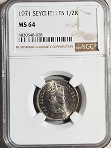 Seychelles 1/2 Rupee 1971 NGC MS 64 - Picture 1 of 2