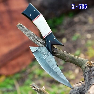 Best vintage Combat Damascus steel Ideal Skinner Knife Bull Horn & Camel Bone - Image 1 of 4