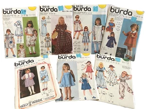 NEW Vtg BURDA Sewing Girls Pattern Lot ~ Holly Hobbie Dress Prairie Pinafore - Picture 1 of 8
