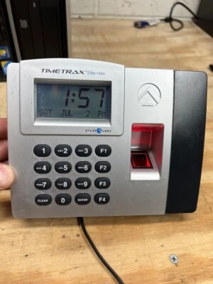 Time Clock: TIMETRAX Elite Bio By Pyramid with power cord PTI Ethernet Terminal - Image 1 of 4