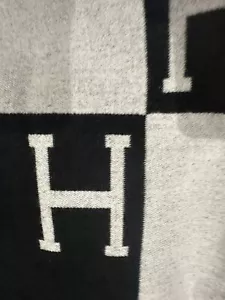 H HOME CASHMERE MONOGRAM BLANKET / THROW GIFT - Picture 1 of 8
