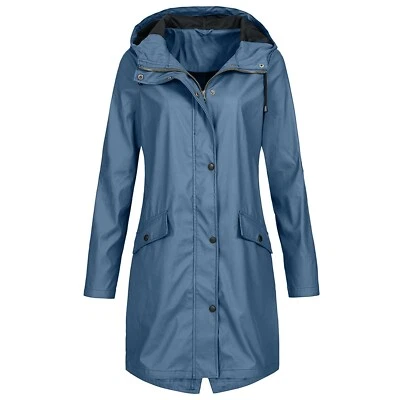 Plus Size Waterproof Womens Hooded Raincoat Wind Outdoor Jacket Forest Coat hot - Image 1 of 4