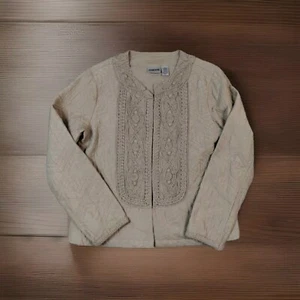 Chico's Women's Jacket M Embroidered Taupe Blazer Autumn Capsule Luxury Cottage  - Picture 1 of 12