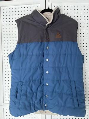 Men's Large L Avalanche Moss Canvas Vest Jacket Sherpa Lined Blue / Gray - Image 1 of 4
