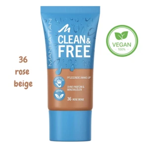 Manhattan Clean & Free Foundation 36 Rose Beige Vegan Nourishing with aloe vera - Picture 1 of 10