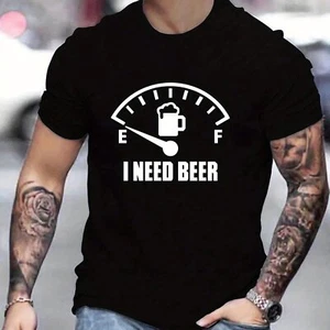 I Long For A Glass Of Beer, Printed Men's Comfortable T-shirt, Men's Summer Outd - Picture 1 of 6
