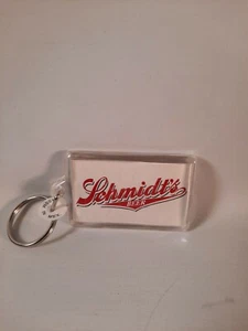 Vintage Schmidt's Bier klar Kunststoff Logo Schlüsselanhänger Schlüsselring selten - Bild 1 von 5