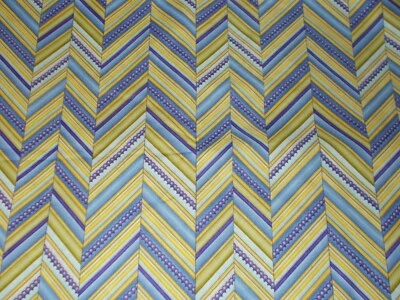 BTY Benartex ZIG ZAGS Chevrons Blue Yellow Print 100% Cotton Quilt Fabric YARD - Image 1 of 2