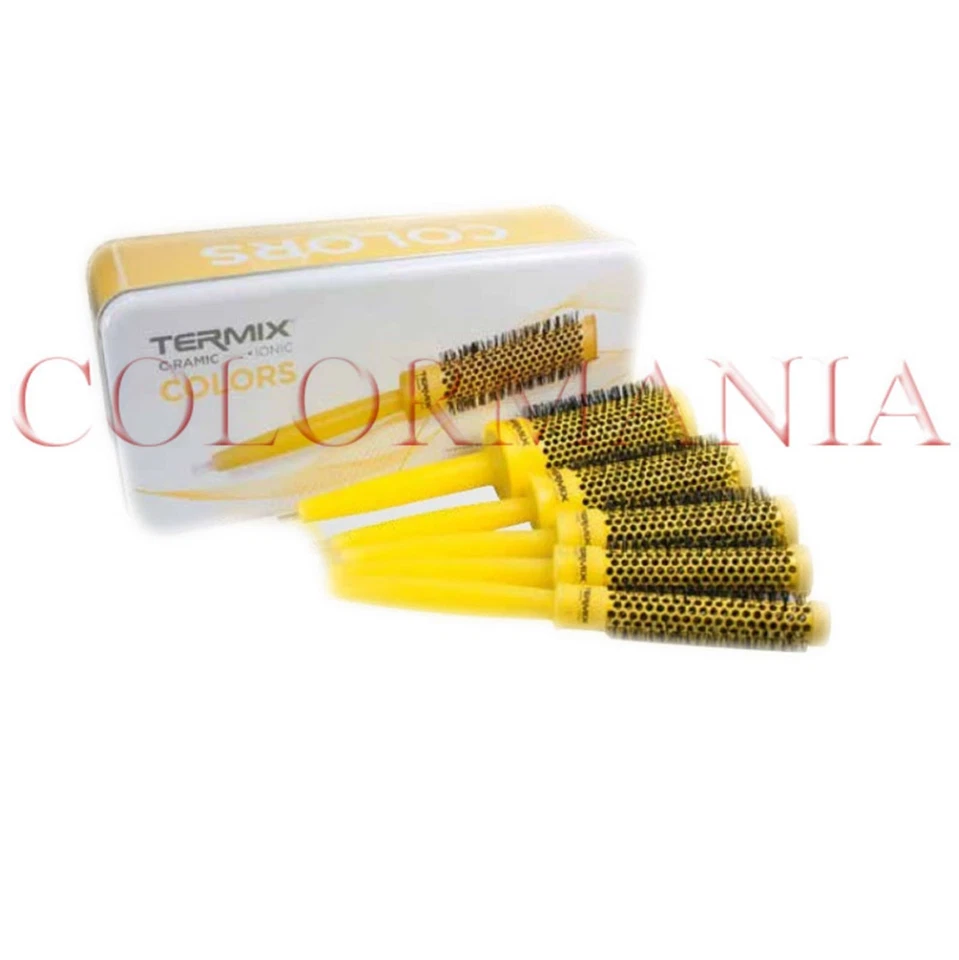 KIT 5 SPAZZOLE TERMIX COLORS GIALLO IN CERAMICA IONIC Ø17, Ø23, Ø28, Ø32, Ø43 - Immagine 1 di 1
