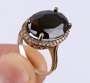 TURKISH SIMULATED ONYX .925 SILVER & BRONZE RING SIZE 7 #12432