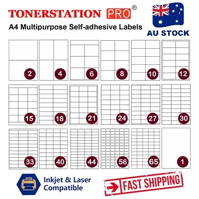 A4 Paper Sticker Office Mailing Labels Address Laser Inkjet Print Multi Size - image 1 of 4