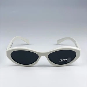 Prada Men Sunglasses Talc White Dark Grey Oval PR26ZS 17K08Z BRAND NEW - Picture 1 of 18