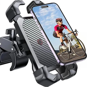 Motorcycle Phone Mount Bicycle Phone Holder Black Anti-Shake Auto Lock - Photo 1 sur 6