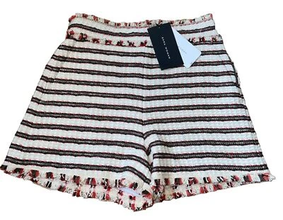 Pantalones Cortos Zara Mujer Tweed Rayas Cintura Alta - Nuevos con Etiquetas Talla 2 Bermudas Crema Clásico Foto 1 de 4
