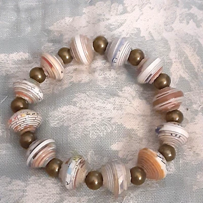 ¿Cuentas de cerámica vintage tonos naturales latón? pulsera elástica cuentas Foto 1 de 2