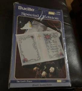 Bucilla Special Edition The Lords Prayer Bible Cover Stamped Cross Stitch  - Picture 1 of 1