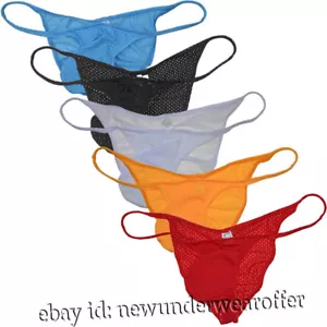 Sexy Men Posing Skimpy String Bikini Briefs Underwear Breath Holes Pucker Briefs - Picture 1 of 21