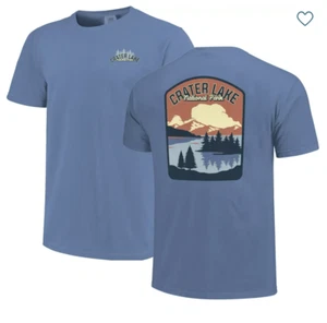 Comfort Colors Men's Crater Lake National Park T-Shirt L Washed Denim Graphic T - Picture 1 of 5