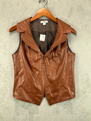 Новый с Ярлыками CATO Sportswear веган кожи жилеты женщин маленький коричневый твердого клетку назад - Изображение 1 из 4