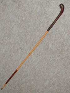 Antique BRIGG LONDON Military Show Bamboo Swagger Cane W/ Leather Cladded Top - Picture 1 of 10