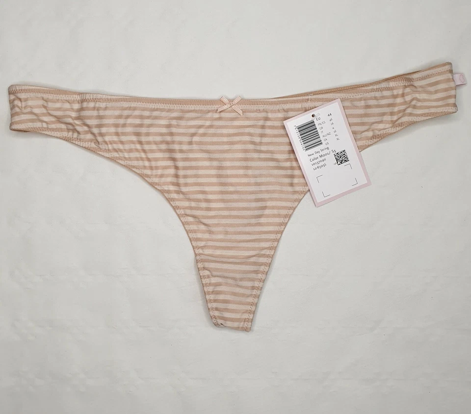 BeeDees New Day String Damen Tanga Beige Schwarz gestreift  NEU - Bild 1 von 1